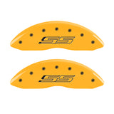 MGP 4 Caliper Covers Engraved Front & Rear Gen 5/SS Yellow finish black ch - 14036SSS5YL