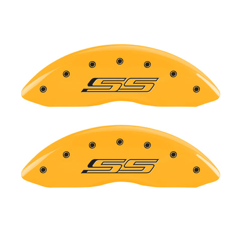 MGP 4 Caliper Covers Engraved Front & Rear Gen 5/SS Yellow finish black ch - 14215SSS5YL