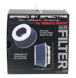 Spectre Adjustable Conical Air Filter 2-1/2in. Tall (Fits 3in. / 3-1/2in. / 4in. Tubes) - Blue - 8166