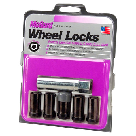 McGard Wheel Lock Nut Set - 5pk. (Tuner / Cone Seat) 1/2-20 / 13/16 Hex / 1.60in. Length - Black - 25540BK