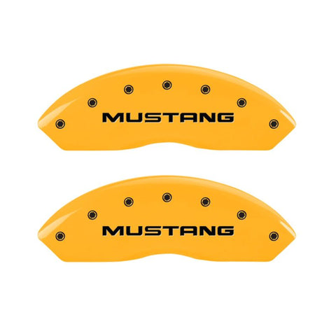 MGP 4 Caliper Covers Engraved Front Mustang Rear Pony Yellow Finish Black Char 2004 Ford Mustang - 10095SMPYYL