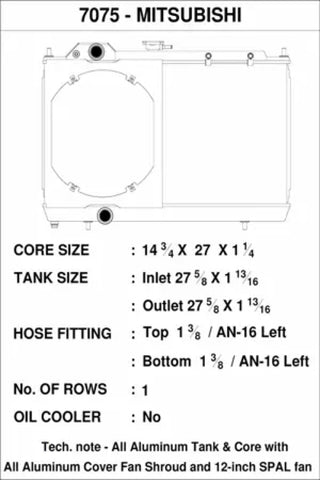 CSF 96-07 Mitsubishi Evo 4/5/6/7/8/9 Full-Slim Radiator w/12in Fan & Shroud/-16AN & Slip On Fitting - 7075