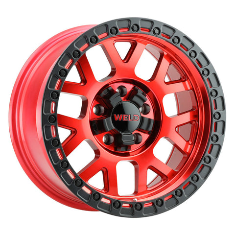 Weld Off-Road W133 17X9 Cinch 6X135 6X139.7 ET-12 BS4.50 Candy Red / Satin Black Ring 106.1 - W13379098450