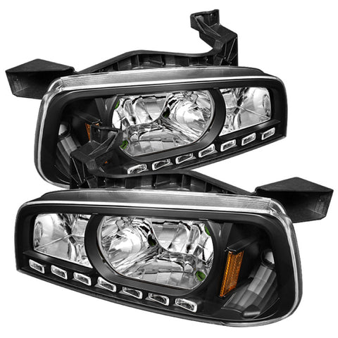 Xtune Dodge Charger 06-10 1Pc LED Crystal Headlights Black HD-ON-DCH05-1PC-LED-BK - 5017635