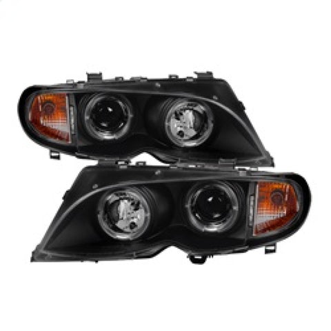 Spyder BMW E46 3-Series 02-05 4DR Projector Headlights 1PC LED Halo Blk PRO-YD-BMWE4602-4D-AM-BK - 5042415