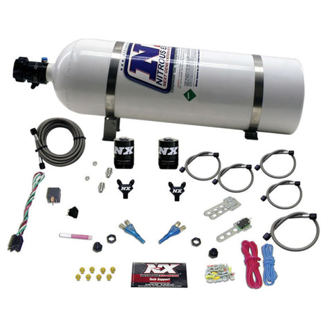 Nitrous Express GM EFI Dual Nozzle Nitrous Kit (100-300HP) w/15lb Bottle - 20215-15