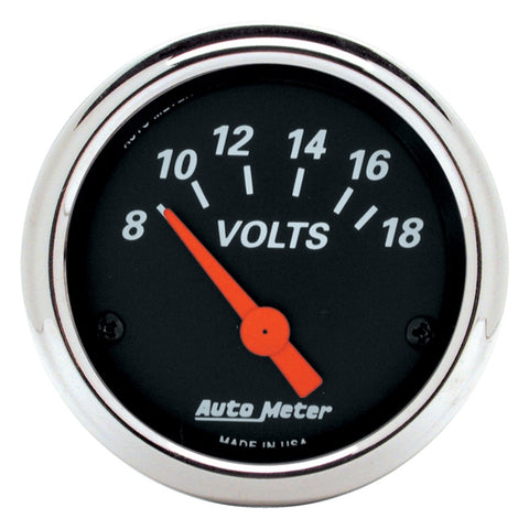 Autometer Designer Black 2 1/16in 18 Volt Electronic Voltage Gauge - 1483