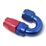 Russell Performance -10 AN Red/Blue 180 Degree Full Flow Swivel Hose End (With 15/16in Radius) - 613520