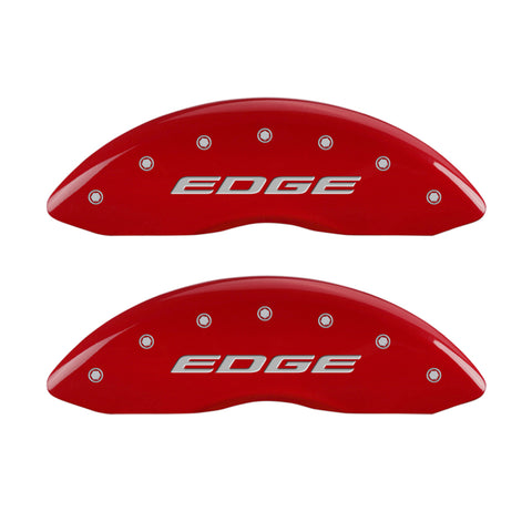 MGP 4 Caliper Covers Engraved Front & Rear EDGE/2015 Red finish silver ch - 10242SEDERD