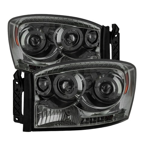 Spyder Dodge Ram 1500 06-08/Ram 2500 06-09 Projector Headlights LED Halo LED Smke PRO-YD-DR06-HL-SM - 5010025