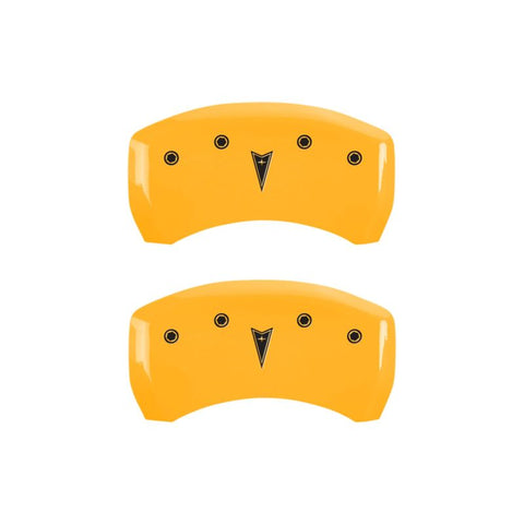 MGP 4 Caliper Covers Engraved Front Pontiac Rear Arrow Yellow Finish Black Char 2006 Pontiac G6 - 18025SPONYL