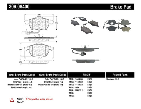 StopTech Performance Brake Pads - 309.08400