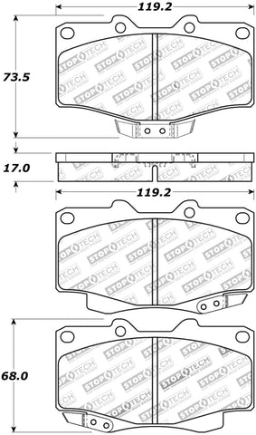 StopTech Street Touring 95-09 Toyota 4Runner/Tacoma/Hilux Front Brake Pads - 308.04360