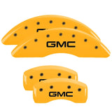 MGP 4 Caliper Covers Engraved Front & Rear GMC Yellow finish black ch - 34001SGMCYL