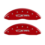 MGP 4 Caliper Covers Engraved Front C6/Corvette Engraved Rear C6/Z06 Red finish silver ch - 13083SCZ6RD