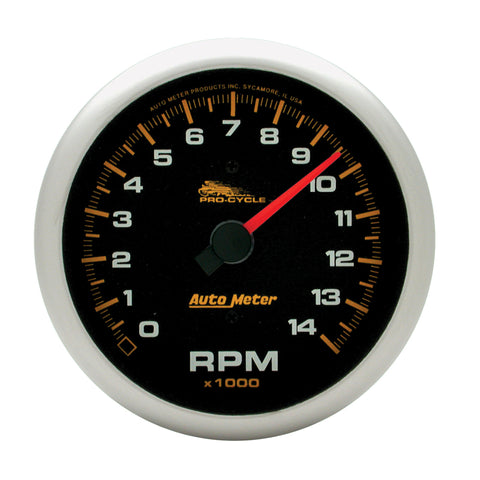 Autometer Pro-Cycle Gauge Tach 3 3/4in 14K Rpm 2 & 4 Cylinder Black - 19231