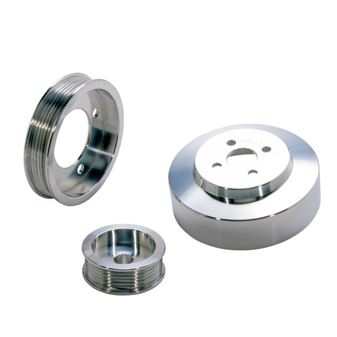 BBK 94-95 Mustang 5.0 Underdrive Pulley Kit - Lightweight CNC Billet Aluminum (3pc) - 1554