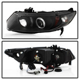 Spyder Honda Civic 06-08 2Dr Projector Headlights LED Halo Black High H1 Low H1 PRO-YD-HC06-2D-HL-BK - 5010780