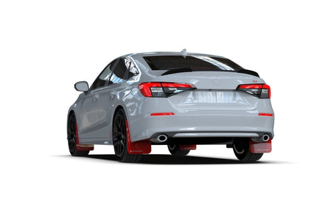 Rally Armor 2022 Honda Civic (Incl. Si/Sport/Touring) Black UR Mud Flap w/ White Logo - MF90-UR-BLK/WH