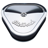 Edelbrock Air Cleaner Pro-Flo Series Triangular Steel Top 14 125In X 13 375In X 3 5In Chrome - 1222