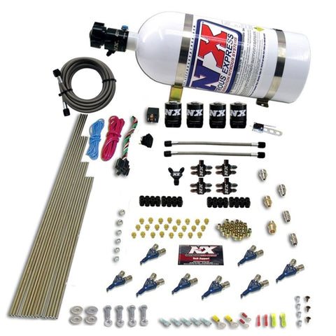 Nitrous Express 8 Cyl Piranha Direct Port 4 Solenoids Nitrous Kit (200-500HP EFI Jets) w/10lb Bottle - 80001EFI-10