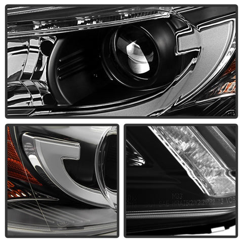 Spyder Honda Accord 2013-2015 4DR Projector Headlights Light Bar DRL Black PRO-YD-HA13-LBDRL-BK - 5080530