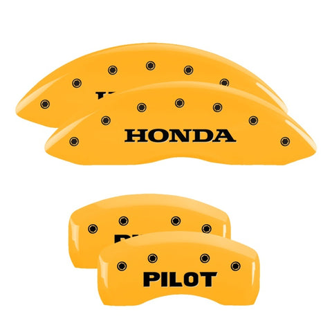 MGP 4 Caliper Covers Engraved Front Honda Engraved Rear Pilot/2015 Yellow finish black ch - 20213SPLTYL