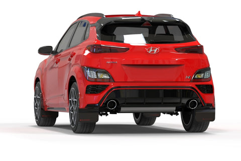 Rally Armor 2022 Hyundai Kona N Black UR Mud Flap w/ Red Logo - MF83-UR-BLK-RD