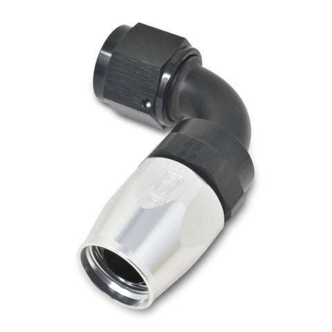 Russell Performance -12 AN Black/Silver 90 Degree Full Flow Hose End - 610193