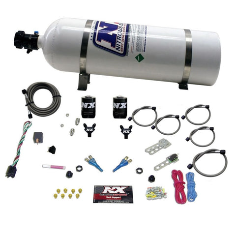 Nitrous Express 92-95 Dodge V8 TBI Dual Nozzle Nitrous Kit (50-125HP) w/15lb Bottle - 20213-15