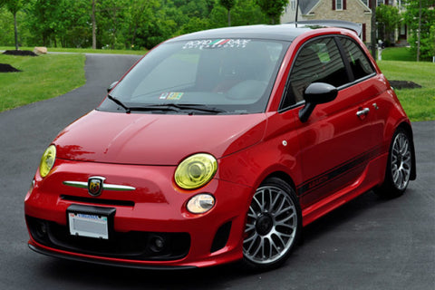 Rally Armor 2012-18 Fiat 500 (Pop/Sport/Lounge/Abarth) Red Mud Flap w/ White Logo - MF25-UR-RD/WH