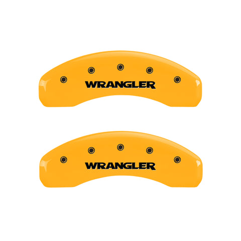 MGP 4 Caliper Covers Engraved Front & Rear Wrangler Yellow Finish Black Char 2003 Jeep Wrangler - 42014SWRGYL