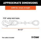 RockJock Curt Towing Safety Cable Kit 44 1/2in Long w/ 2 Snap Hooks 5000lbs 2-Pack - RJ-80151