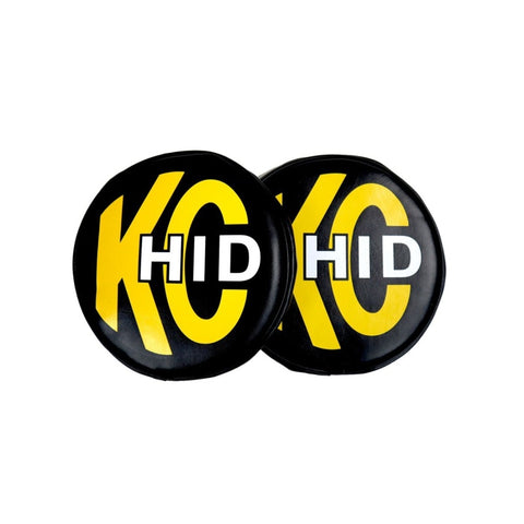KC HiLiTES 8in. Round Soft Cover HID (Pair) - Black w/Yellow Brushed KC Logo - 5818