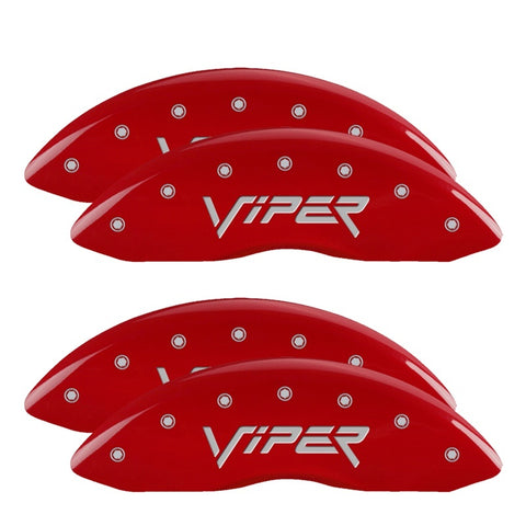 MGP 4 Caliper Covers Engraved Front & Rear Gen 2/Viper Red finish silver ch - 12203SVIPRD