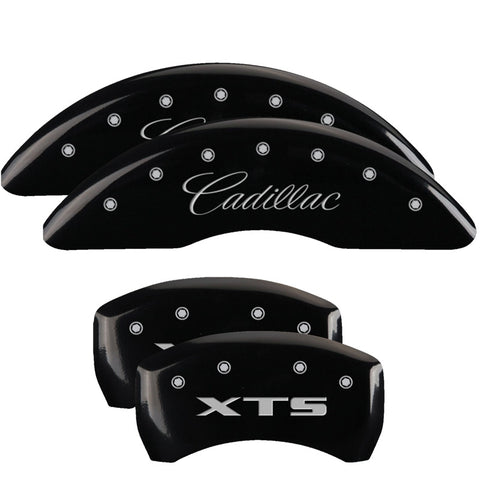 MGP 4 Caliper Covers Engraved Front Cadillac Engraved Rear XTS Black finish silver ch - 35008SXTSBK