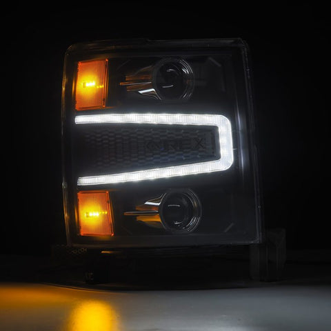 AlphaRex 04-15 Chevy 1500HD LUXX-Series LED Proj Headlights Black w/Activ Light/Seq Signal - 880242