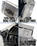 CSF Dual Fluid Bar & Plate HD Oil Cooler w/9in SPAL Fan (1/3 & 2/3 Partition) - 13.8in L x 10in H - 8026