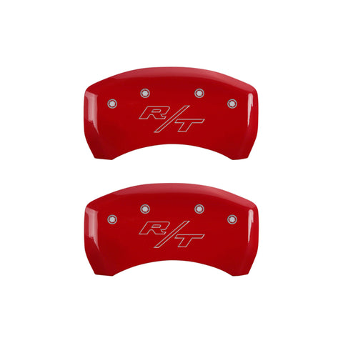 MGP 4 Caliper Covers Engraved Front Charger Engraved Rear RT Red finish silver ch - 12005SCHRRD