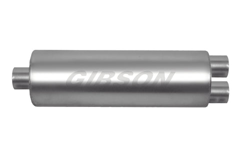 Gibson SFT Superflow Center/Dual Round Muffler - 7x24in/3in Inlet/2.5in Outlet - Stainless - 789800S
