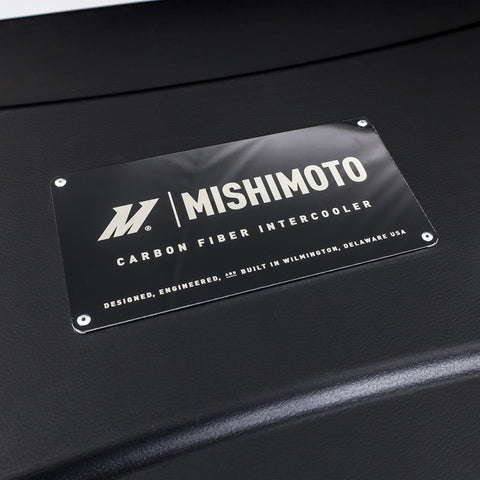 Mishimoto Universal Carbon Fiber Intercooler - Gloss Tanks - 600mm Silver Core - C-Flow - BL V-Band - MMINT-UCF-G6S-C-BL