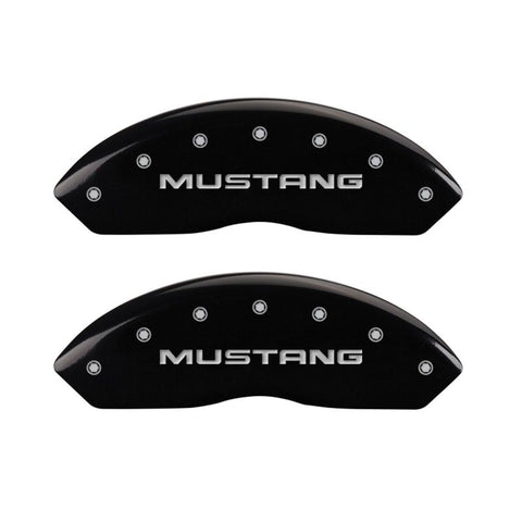 MGP 4 Caliper Covers Engraved Front Mustang Engraved Rear SN95/GT Black finish silver ch - 10095SMG1BK