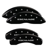 MGP 4 Caliper Covers Engraved Front & Rear Cursive/Cadillac Black finish silver ch - 35006SCADBK