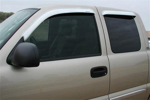 Stampede 1999-2006 Chevy Silverado 1500 Extended Cab Pickup Tape-Onz Sidewind Deflector 4pc Chrome - 6012-8