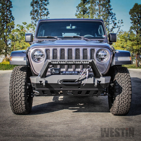 Westin 18-19 Jeep Wrangler JL Stubby Front Bumper - Textured Black - 59-80085