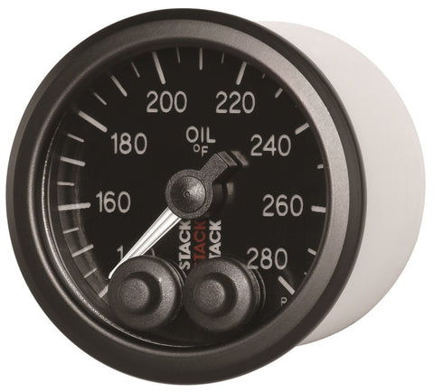 Autometer Stack Instruments 52mm 140-280 Deg F 1/8in NPTF Male Pro Control Oil Temp Gauge - Black - ST3510