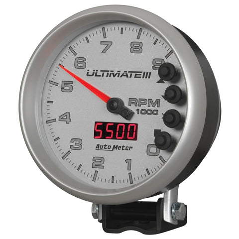 Autometer 5 inch Ultimate III Playback Tachometer 9000 RPM - Silver - 6882