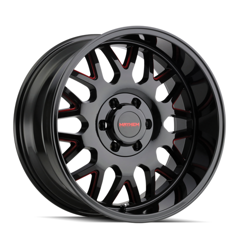 Mayhem 8110 Tripwire 20x9 / 8x165.1 BP / 18mm Offset / 130.8mm Hub Black w/ Prism Red Wheel - 8110-2981BTR18