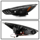 Spyder 15-18 Ford Focus Projector Headlights - Seq Turn Light Bar - Black PRO-YD-FF15-LBSEQ-BK - 5086105