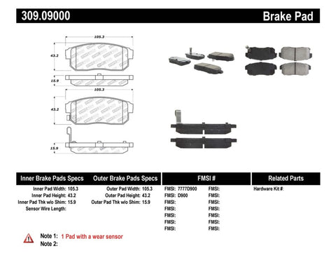 StopTech Performance 11/00-02 Infiniti G20/10/00-04 I30/I35 Rear Brake Pads - 309.09000